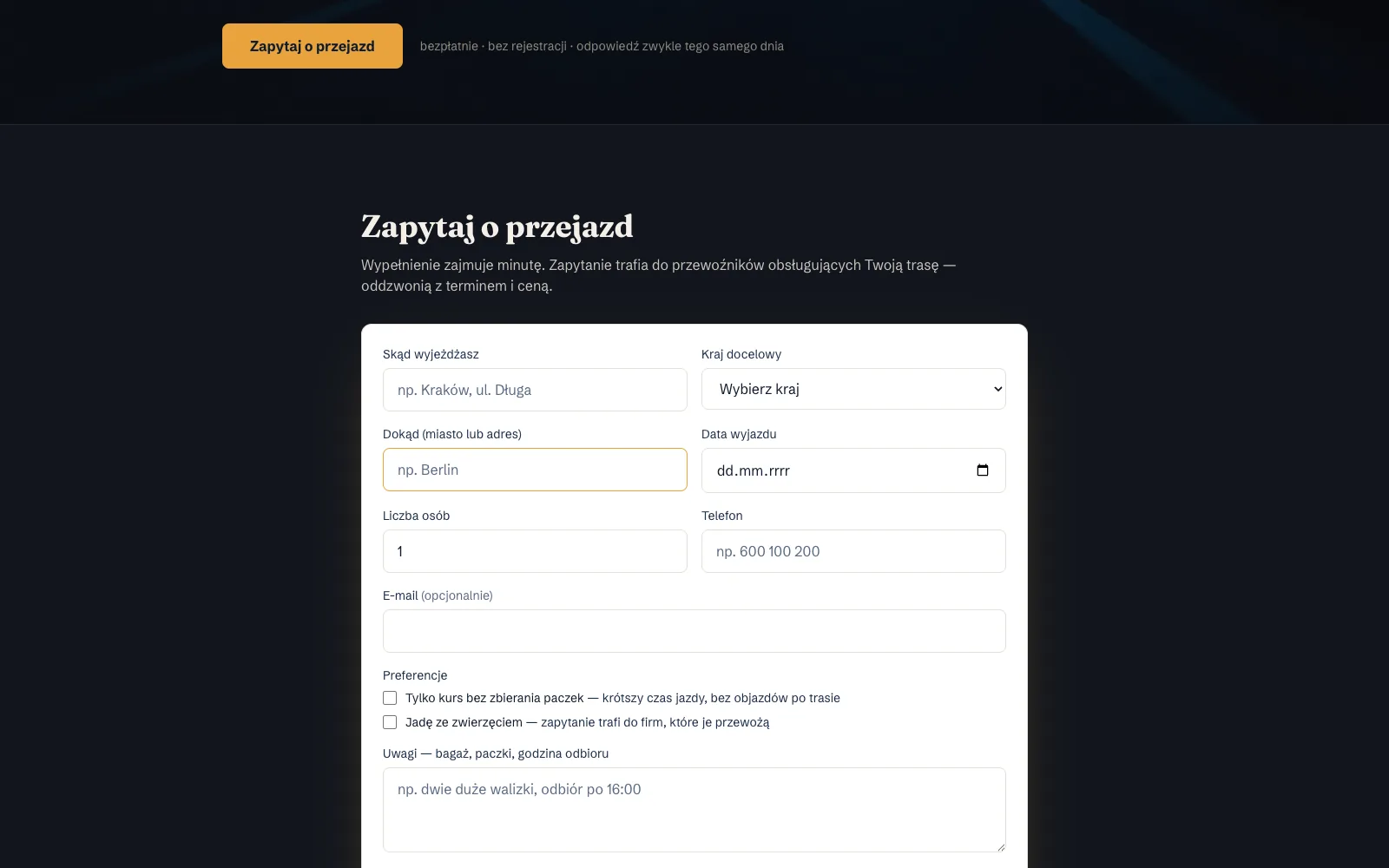 Busy do Europy website screenshot