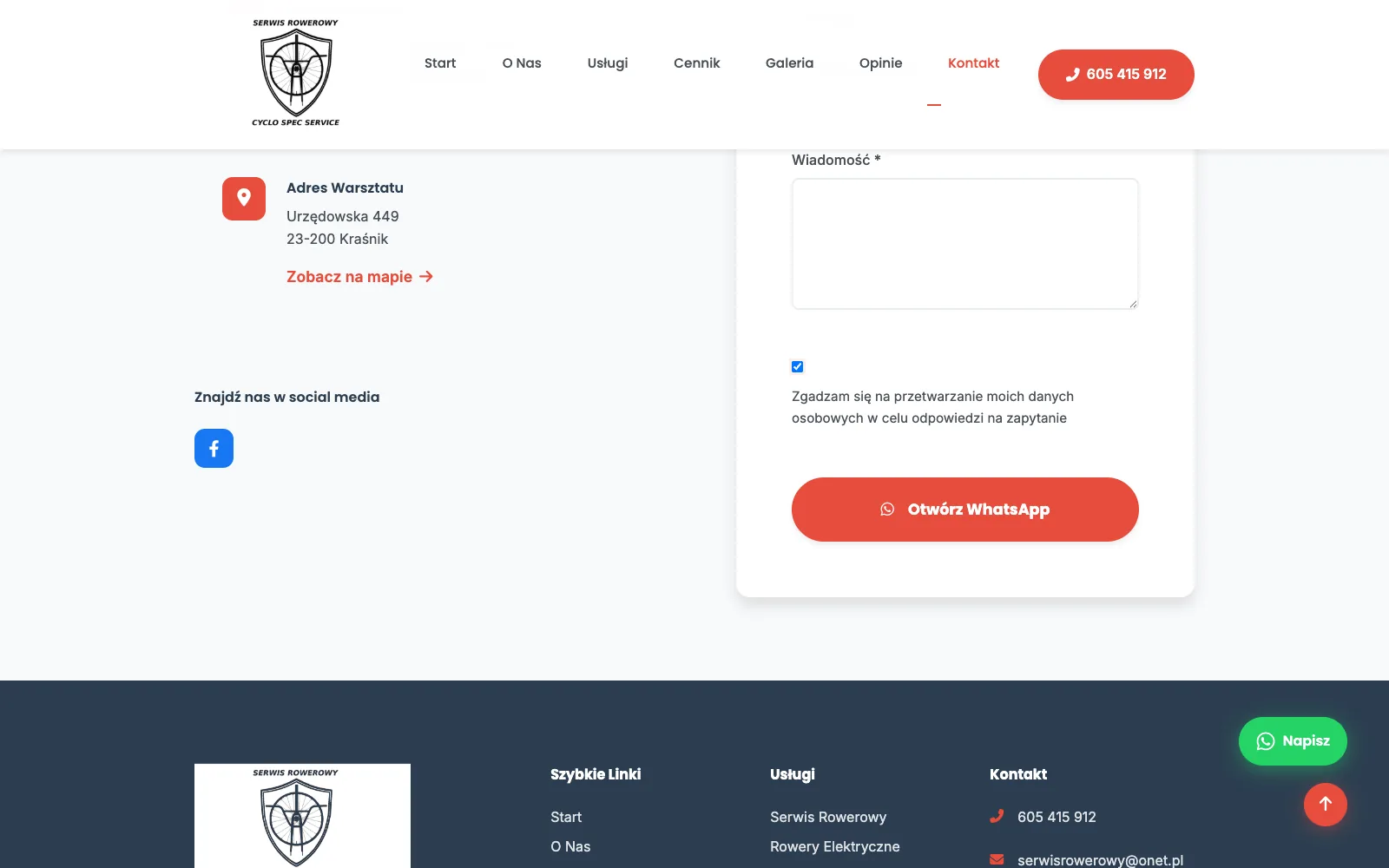 Cyclo Spec Service website screenshot