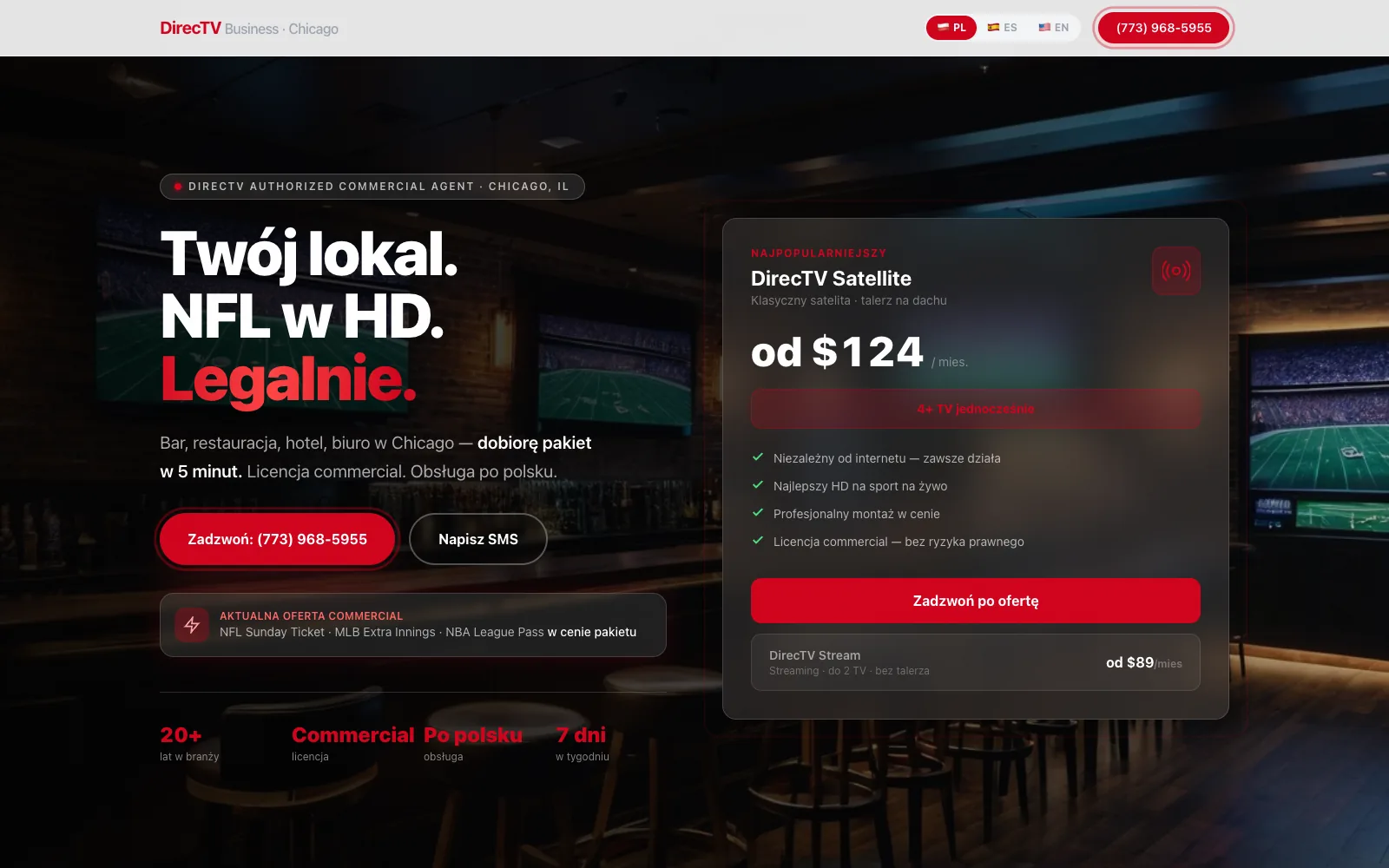 DirecTV Business Chicago website screenshot
