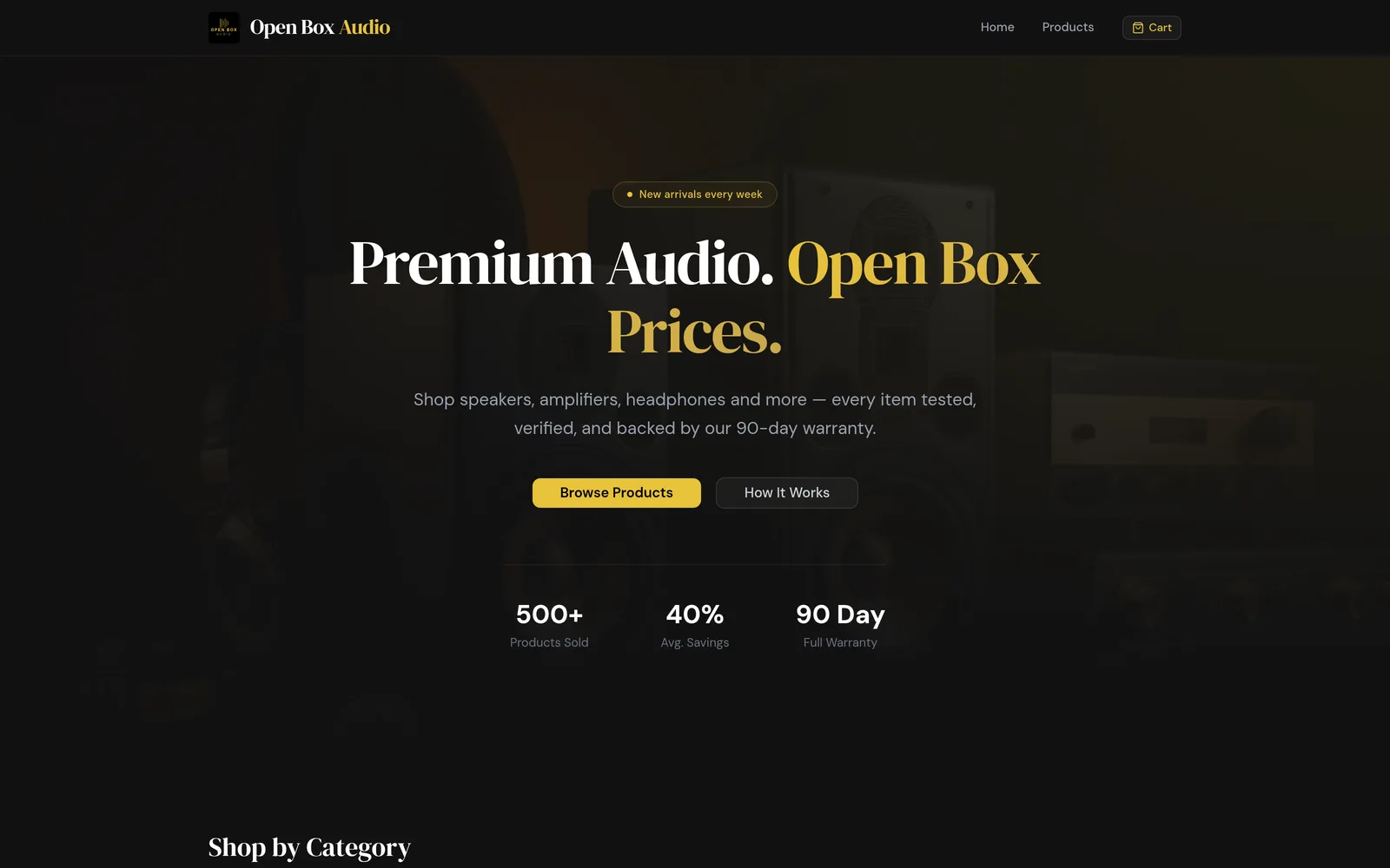Open Box Audio website screenshot